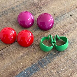 Colorful Metal Clip On Earrings
